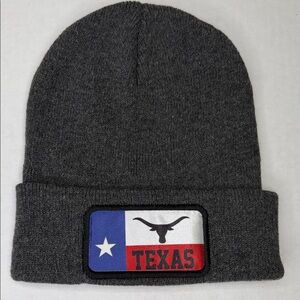 Gray and Black Beanie with Texas Patches 2pc Set